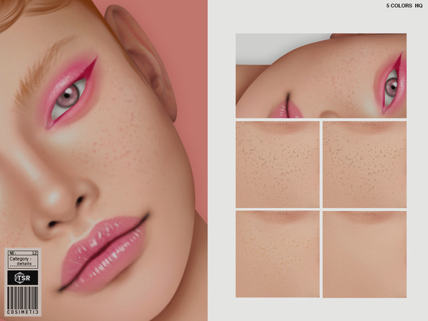 Sims 4 — Details - Freckles | N12 by cosimetic — - 5 colors - Custom Thumbnail. - Skin detail Category.