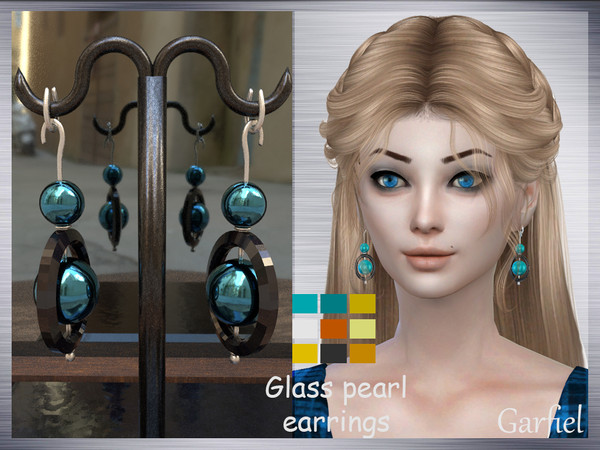 Sims 4 — Glass pearl earrings by Garfiel — - 9 colours - Everyday, party, formal - Base game compatible - HQ compatible