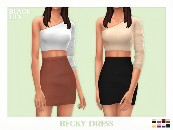 Sims 4 — Becky Dress by Black_Lily — YA/A/Teen 8 Swatches New item