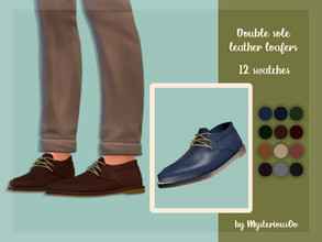 Sims 4 — Double sole leather loafers by MysteriousOo — Double sole leather loafers for males in 12 swatches