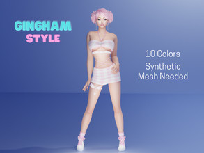 Sims 4 — Gingham Style Set (Top) by XXXTigs — 10 Colors Synthetic Mesh Needed