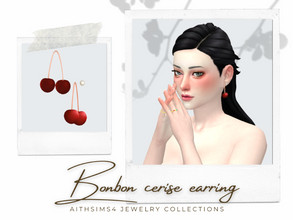 Sims 4 — Bonbon cerise earring by aithsims — Bonbon cerise earring 35swatches Unisex My mesh + EA mesh/texture edit Maxis