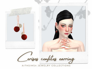 Sims 4 — Cerises confites earring by aithsims — Cerises confites earring 35swatches Unisex My mesh + EA mesh/texture edit