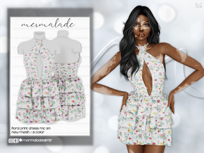 Sims 4 — Floral Print Dress MC371 by mermaladesimtr — New Mesh 3 Swatches All Lods Teen to Elder For Female