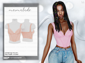 Sims 4 — Corset Top MC374 by mermaladesimtr — New Mesh 5 Swatches All Lods Teen to Elder For Female
