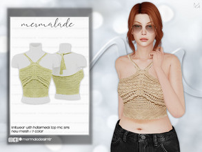 Sims 4 — Knitwear with Halter Neck Top MC375 by mermaladesimtr — New Mesh 7 Swatches All Lods Teen to Elder For Female