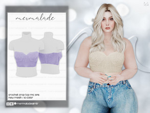 Sims 4 — Crochet Crop Top MC376 by mermaladesimtr — New Mesh 10 Swatches All Lods Teen to Elder For Female