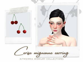 Sims 4 — Cerise mignonne earring by aithsims — Cerise mignonne earring 5swatches Unisex My mesh + EA mesh/texture edit