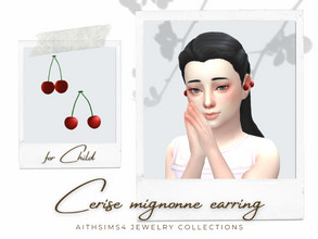 Sims 4 — Cerise mignonne earring for child by aithsims — Cerise mignonne earring for child 5swatches Unisex My mesh + EA