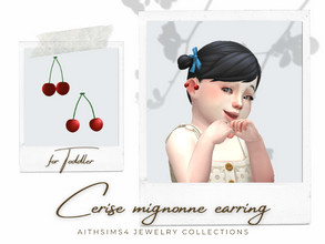 Sims 4 — Cerise mignonne earring for toddler by aithsims — Cerise mignonne earring for toddler 5swatches Unisex My mesh +