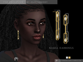Sims 4 — Nadia Earrings by Glitterberryfly — A chain like earring with a diamond gem