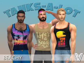 Sims 4 — SimmieV Tanks-A-Lot Beachy by SimmieV — A collection of eight tank tops that are perfect for a day at the beach