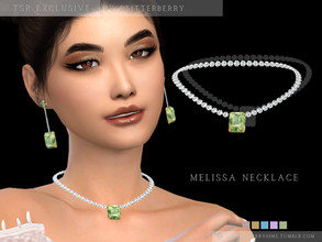 Sims 4 — Melissa Necklace by Glitterberryfly — An emerald cut gemstone with diamonds
