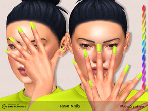 Sims 4 — Neon Nails by MahoCreations — These neon nails with matching clothes are perfect for hot summer days. basegame