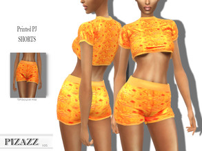 Sims 4 — Printed PJ Shorts by pizazz — Nice soft cotton PJ shorts. Sleep in style with soft fabric and the comfort of