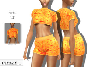 Sims 4 — Printed PJ TOP by pizazz — Nice soft cotton PJ mini top tank. Sleep in style with soft fabric and the comfort of