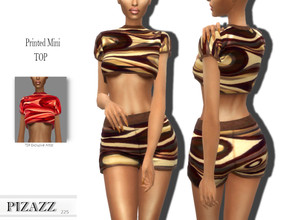 Sims 4 — Printed Mini Top by pizazz — Printed Mini Top Tank for your female sims. Sims 4 games. Put something stylish on