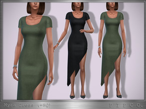 Sims 4 — Myra Dress. by Pipco — A trendy asymmetrical dress in 15 colors. Base Game Compatible New Mesh All Lods HQ