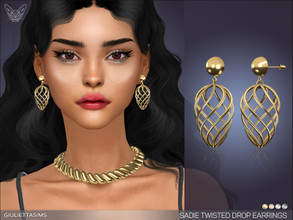 Sims 4 — Sadie Twisted Drop Earrings by feyona — Sadie Twisted Drop Earrings come in 4 colors of metal: yellow gold,