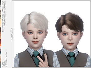 Sims 4 — Priest Hair for Child by magpiesan — Short curly haircut in 35 colors for kids. HQ compatible and hat chops