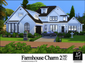 Sims 4 — Farmhouse Charm 2 by ALGbuilds — Farmhouse Charm 2 is a 5 bedroom 4 bath home with 2 car garage, office,
