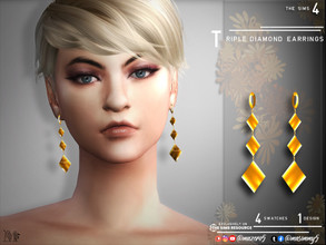 Sims 4 — Triple Diamond Earrings by Mazero5 — Plated triple diamond shape earrings 4 Swatches to choose from All Lods 