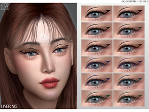 Sims 4 — LMCS Liner N15 by Lisaminicatsims — -New Mesh -Eyeliner category -HQ comatble -12 swatches -All Skin
