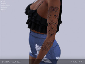 Sims 4 — Tattoo-Fox girl by ANGISSI — * 3 options (right,left,both hand) * HQ compatible * FEMALE+MALE * Works with all