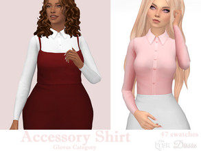 Sims 4 — Accessory Shirt by Dissia — Accessory long sleeves shirt with buttons and collar :) Available in 47 swatches