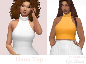 Sims 4 — Dona Top by Dissia — Sleeveless short top with turtleneck and bare back :) Available in 47 swatches