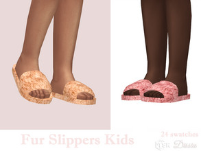 Sims 4 — Fur Slippers Kids by Dissia — Fur slippers for children :) Available in 24 swatches