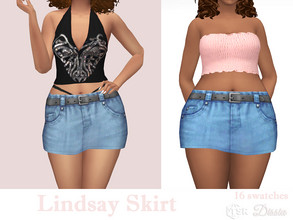 Sims 4 — Lindsay Skirt by Dissia — Short jeans low waist skirt with or without panties ;) Available in 16 swatches 