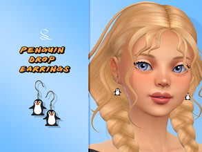 Sims 4 — Penguin Drop Earrings for Adults by simlasya — All LODs New mesh 5 swatches Teen to elder HQ compatible Custom