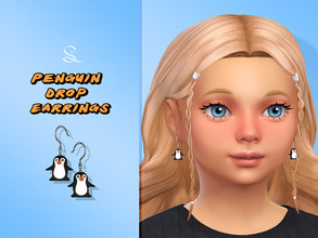 Sims 4 — Penguin Drop Earrings for Kids by simlasya — For kids All LODs New mesh 5 swatches HQ compatible Custom