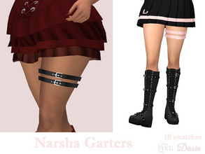 Sims 4 — Narsha Garters by Dissia — Two garters on sim left leg Available in 10 swatches Left Bracelet Category