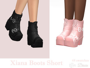Sims 4 — Xiana Boots (Short) by Dissia — Ankle high boots on platform Available in 48 swatches