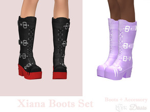 Sims 4 — Xiana Boots Set by Dissia — Under the knee boots and accessory platform colors Boots available in 48 swatches