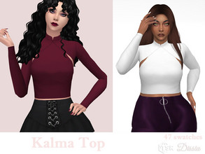Sims 4 — Kalma Top by Dissia — Long sleeves half turtleneck top and sleeveless tank top layered together :) Available in