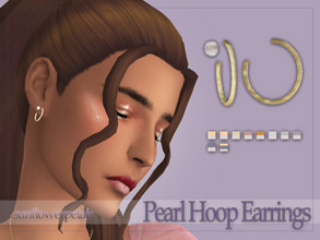 Sims 4 — Pearl Hoop Earrings by SunflowerPetalsCC — A pair of hoop earrings with an extra pearl stud on one side. Comes
