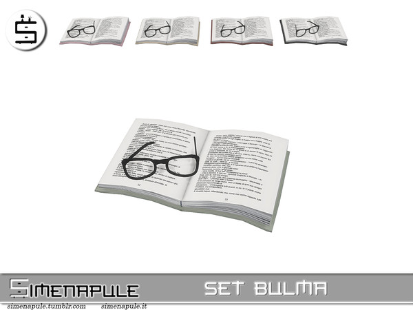 Sims 4 — Set Bulma - Open Book with Glasses by Simenapule — Set Bulma - Open Book with Glasses 5 colors