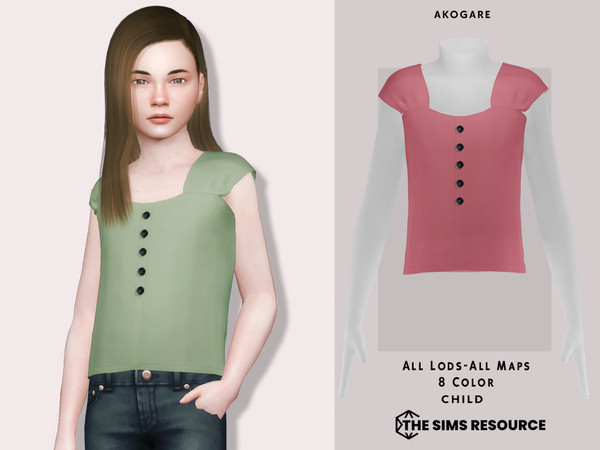 Sims 4 — Akogare Top No.154 by _Akogare_ — Akogare Top No.154 - 8 Colors - New Mesh (All LODs) - All Texture Maps - HQ