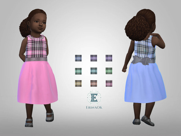 Sims 4 — ErinAOK Toddler Dress 0502 by ErinAOK — Toddler Plaid Dress 9 Swatches
