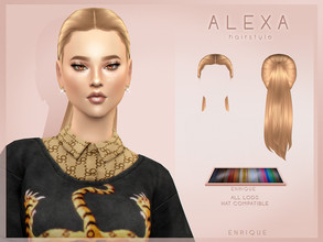 Sims 4 — Alexa Hairstyle by Enriques4 — New Mesh 24 Swatches Include Shadow Map All Lods Base Game Compatible Teen to