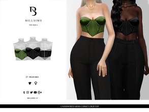 Sims 4 — Underwired Mesh Corset Crop Top by Bill_Sims — This top features bust-flattering underwired cups with a corset