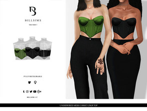 Sims 3 — Underwired Mesh Corset Crop Top by Bill_Sims — This top features bust-flattering underwired cups with a corset