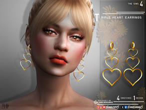 Sims 4 — Triple Heart Earrings by Mazero5 — Small to larger size heart shape 4 Swatches to choose from All Lods