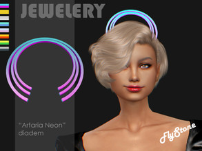 Sims 4 — "Artaria Neon" diadem by FlyStone — "Artaria Neon" diadem - great futuristic cyberpunk