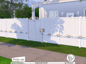 Sims 4 — Pride deco trim - Pride banner (simlish) by Syboubou — This is pride banner that can be placed for holidays with
