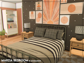 Sims 4 — Marzia Bedroom (TSR only CC) by xogerardine — Modern bedroom with a hit of mid century modern!