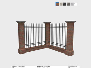Sims 4 — Loft - Brick tall fence by Syboubou — Brick tall fence that will fit the Loft fence, available in 6 brick color